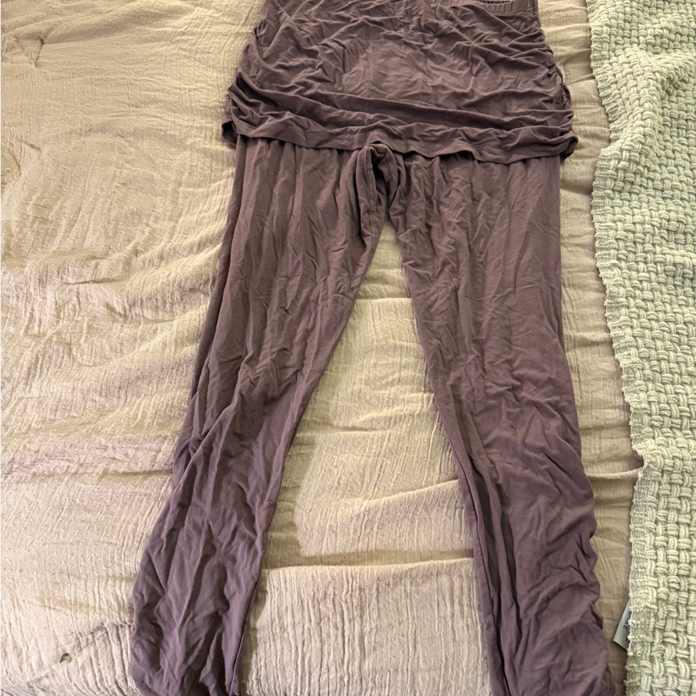 Hippie Boho Purple Ruched Skirt and Pants Set